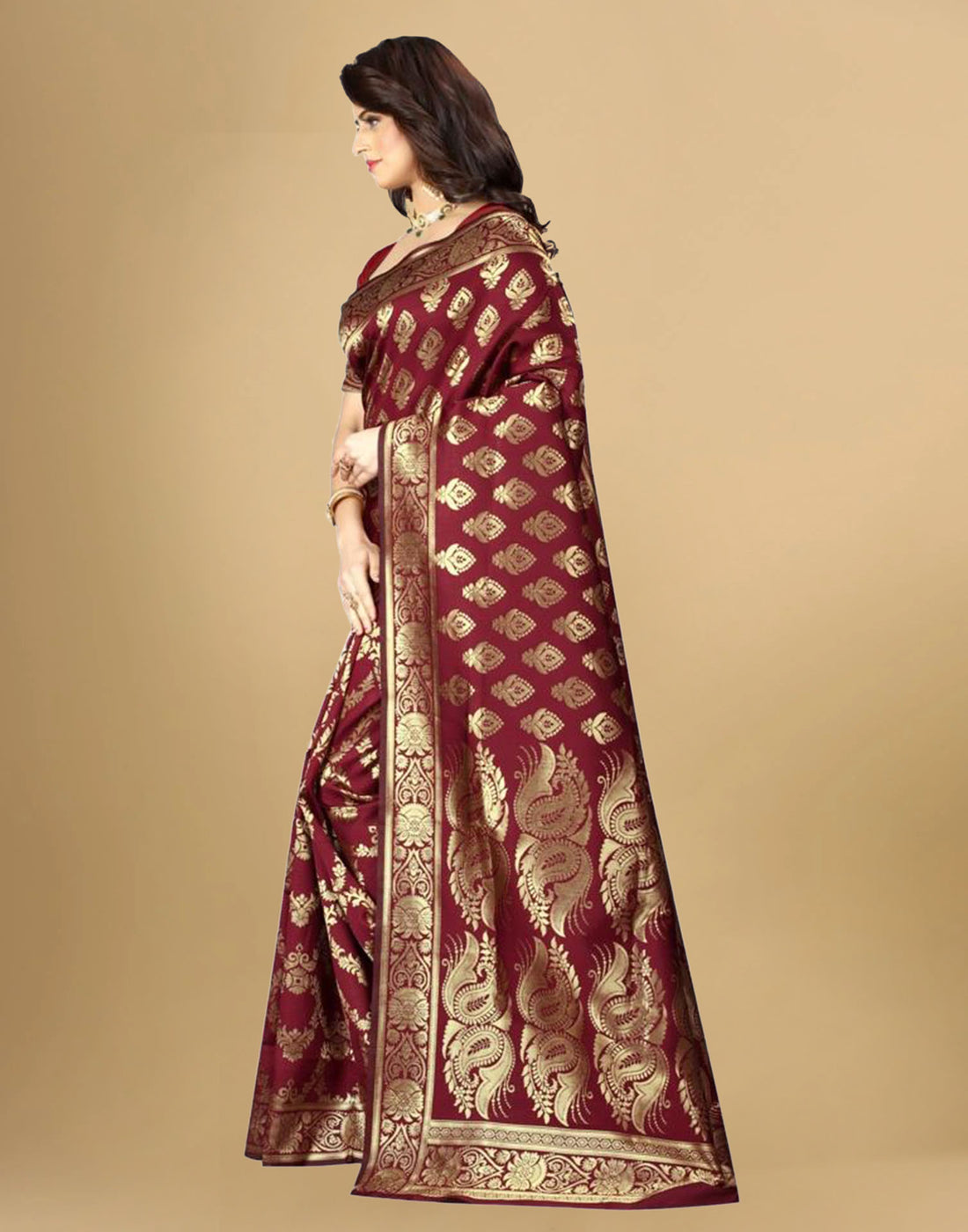 Maroon Banarasi Silk Saree