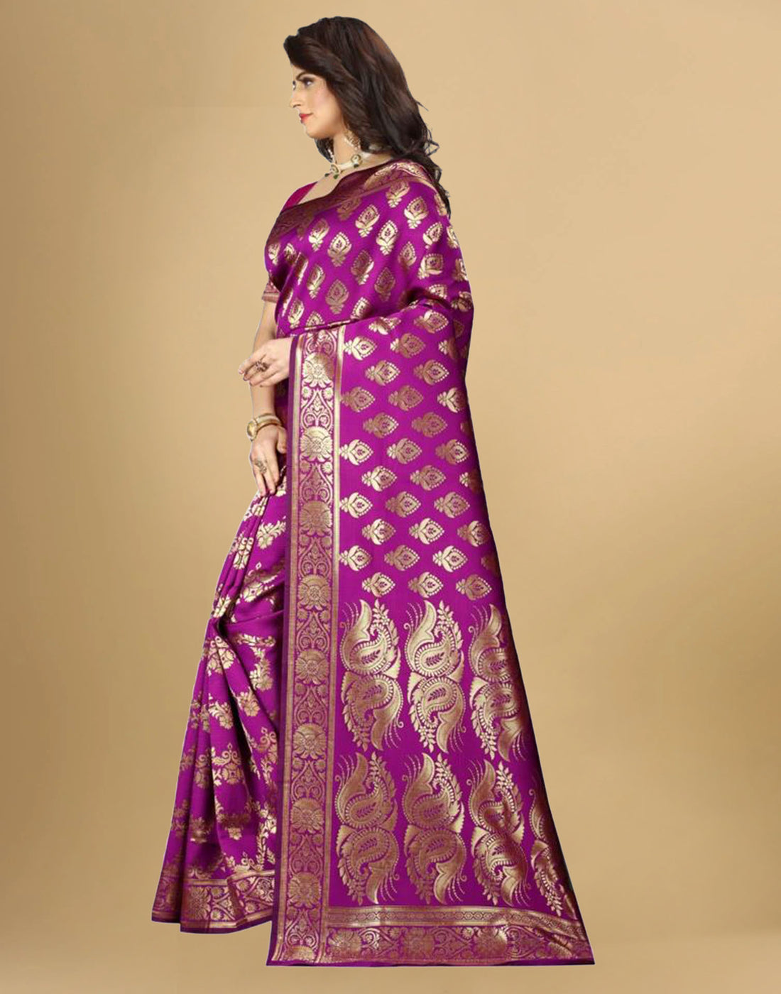 Purple Jacquard Banarasi Silk Saree