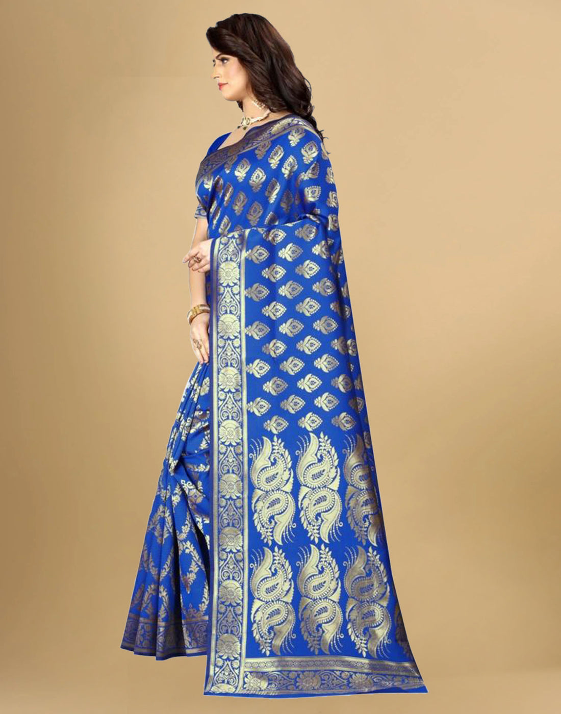 Blue Jacquard Banarasi Silk Saree