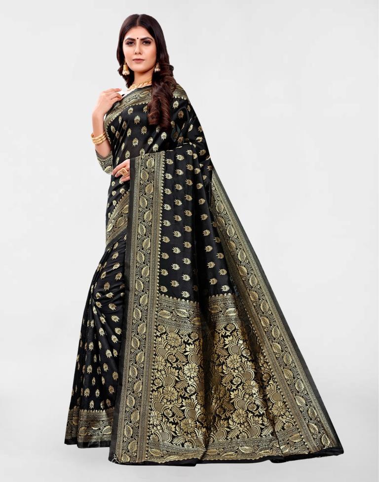 Black Jacquard Banarasi Silk Saree