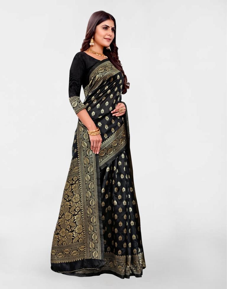 Black Jacquard Banarasi Silk Saree