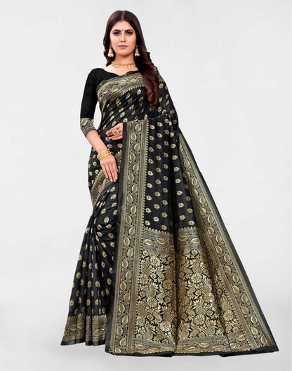 Black Jacquard Banarasi Silk Saree