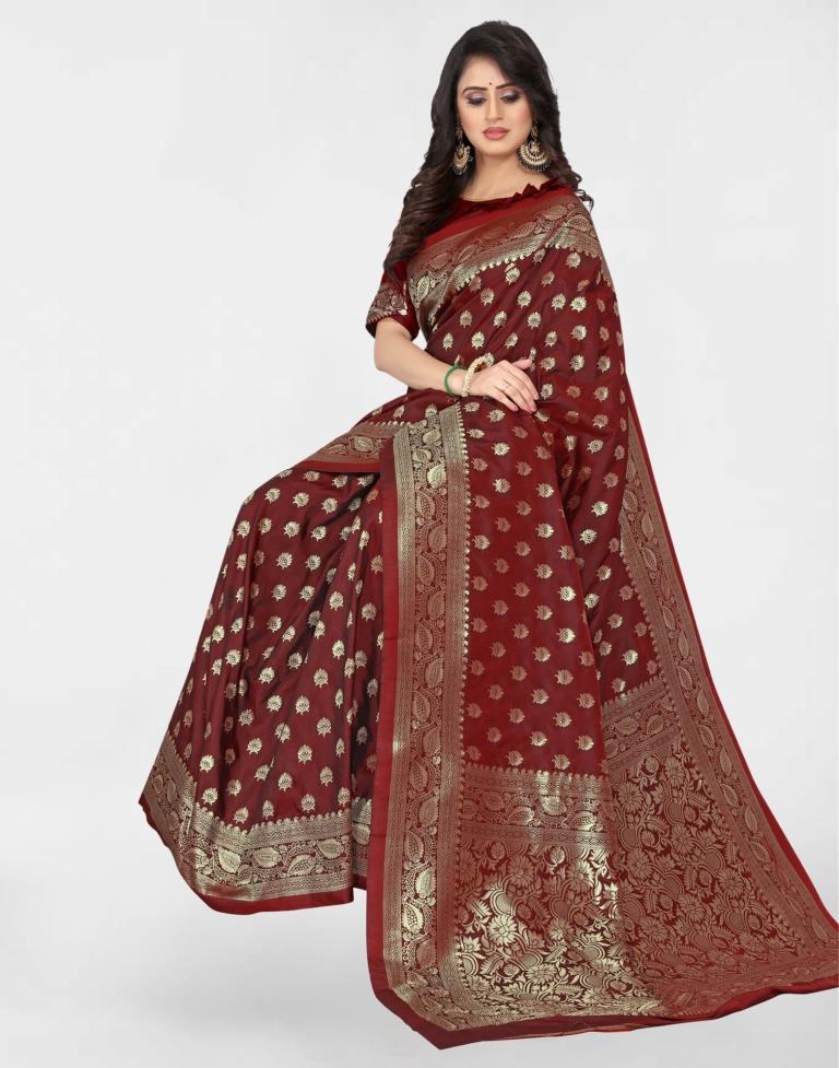 Maroon Banarasi Silk Saree