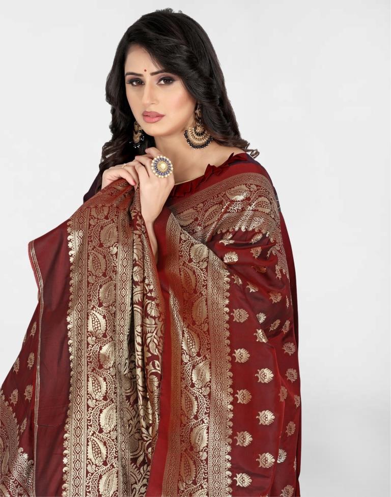 Maroon Banarasi Silk Saree