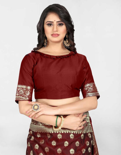 Maroon Banarasi Silk Saree