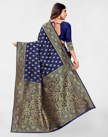 Navy Blue Banarasi Silk Saree