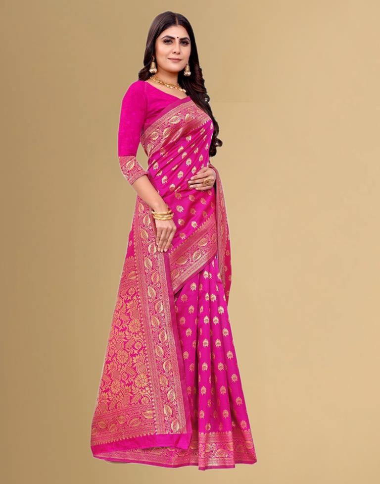 Miss Pink Rich Dola Silk Banarasi Saree – Monamaar