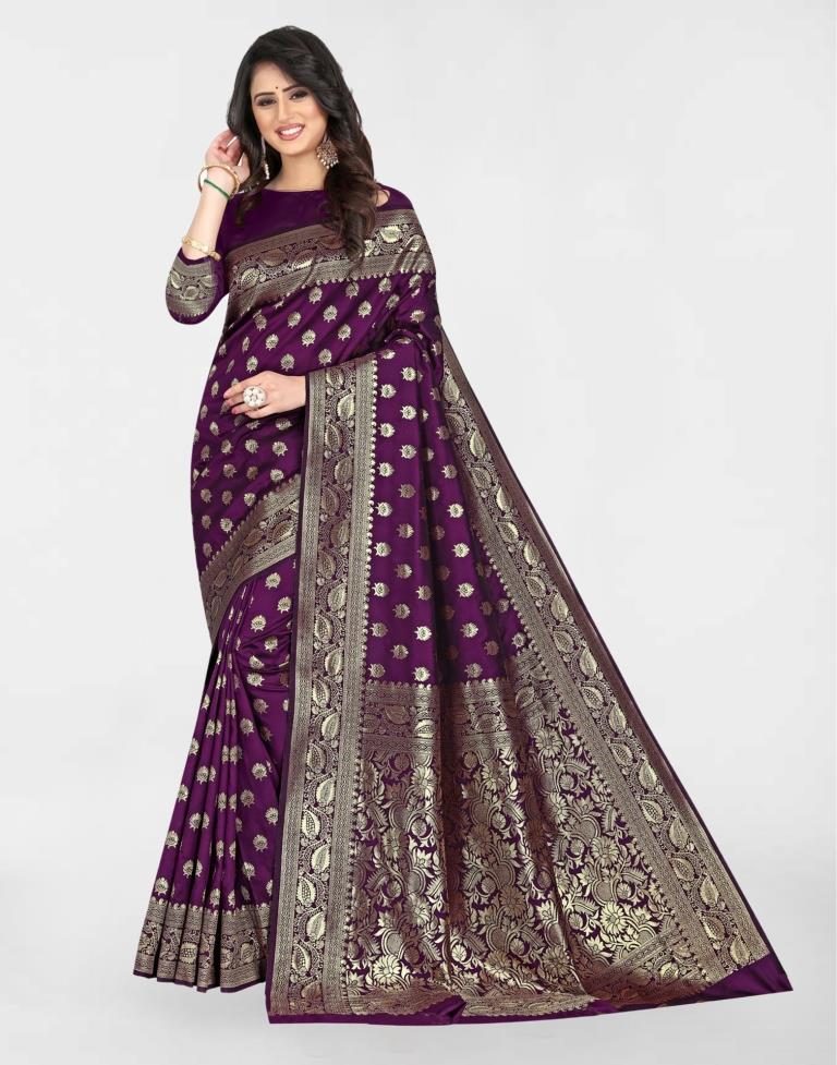 Purple Jacquard Banarasi Silk Saree