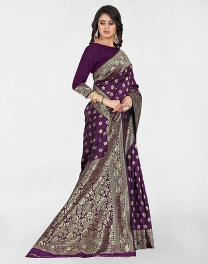 Purple Jacquard Banarasi Silk Saree