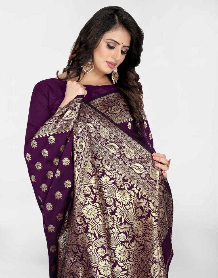 Purple Jacquard Banarasi Silk Saree