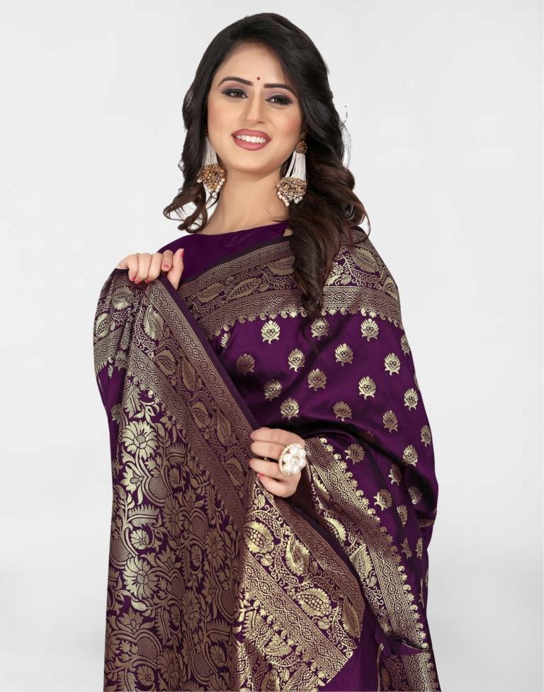 Purple Jacquard Banarasi Silk Saree