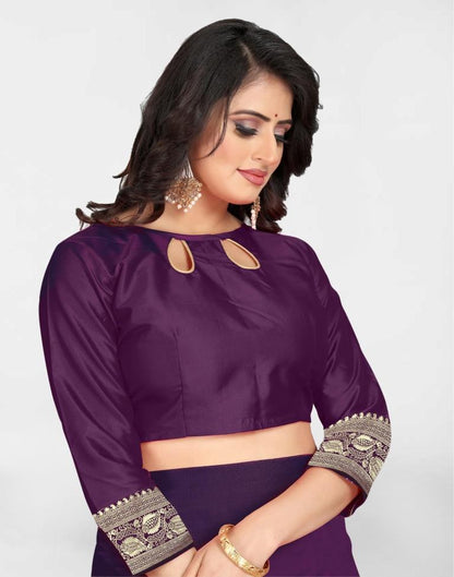 Purple Jacquard Banarasi Silk Saree