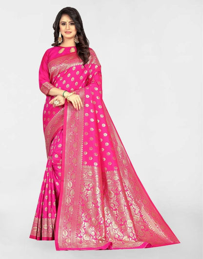 Rani Pink Jacquard Banarasi Silk Saree