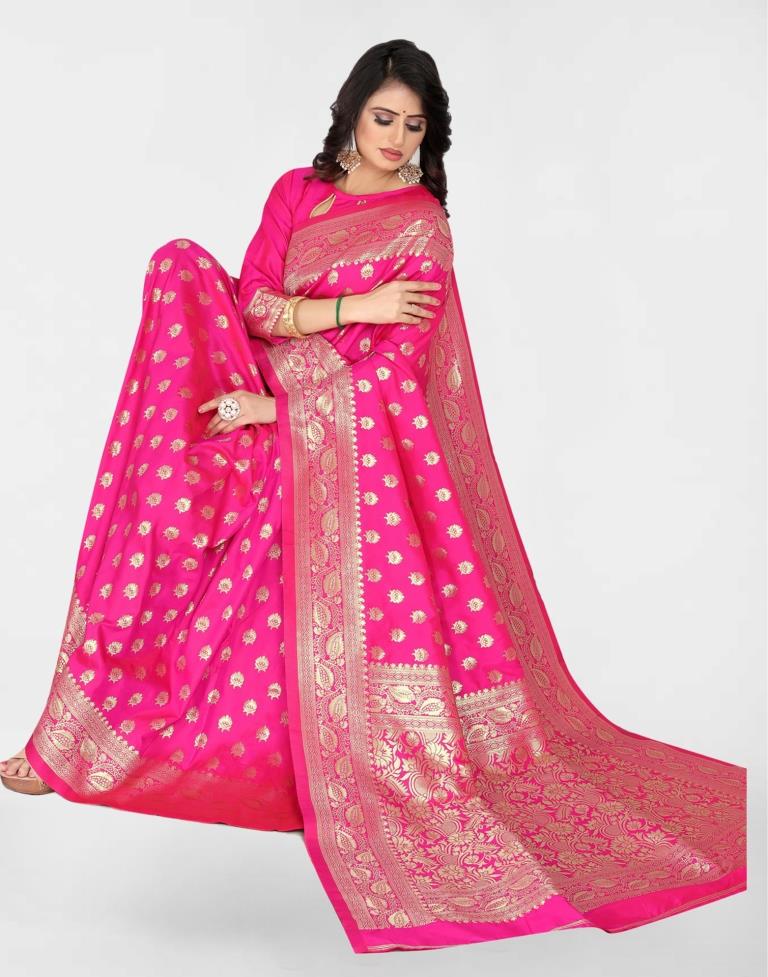 Rani Pink Jacquard Banarasi Silk Saree