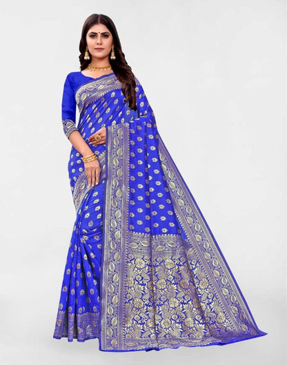 Royal Blue Jacquard Banarasi Silk Saree