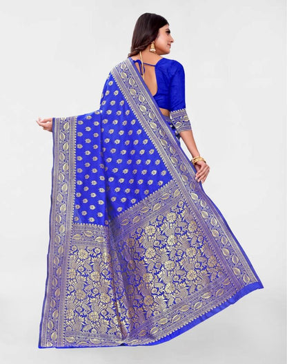 Royal Blue Jacquard Banarasi Silk Saree