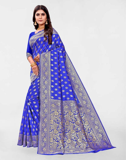 Royal Blue Jacquard Banarasi Silk Saree