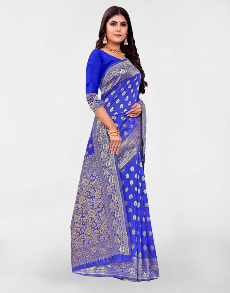 Royal Blue Jacquard Banarasi Silk Saree