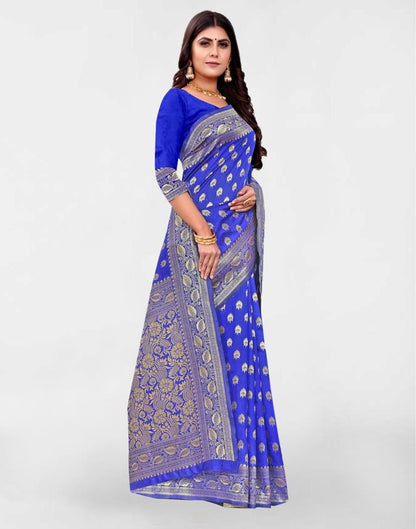 Royal Blue Jacquard Banarasi Silk Saree