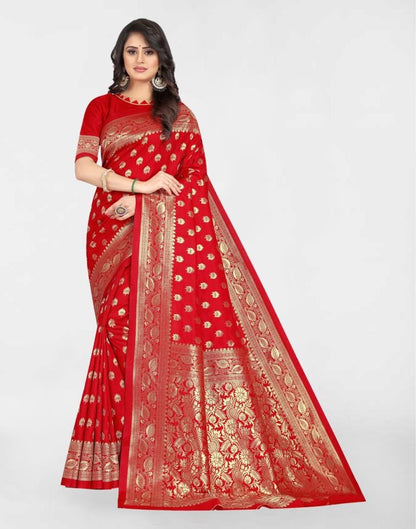 Red Jacquard Banarasi Silk Saree