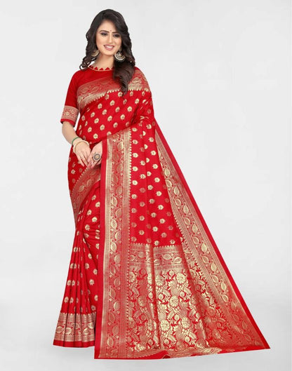 Red Jacquard Banarasi Silk Saree