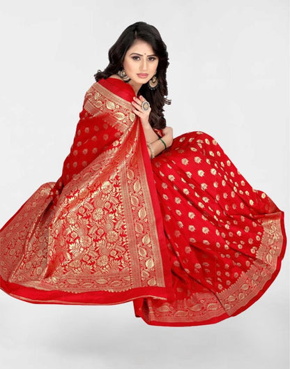 Red Jacquard Banarasi Silk Saree