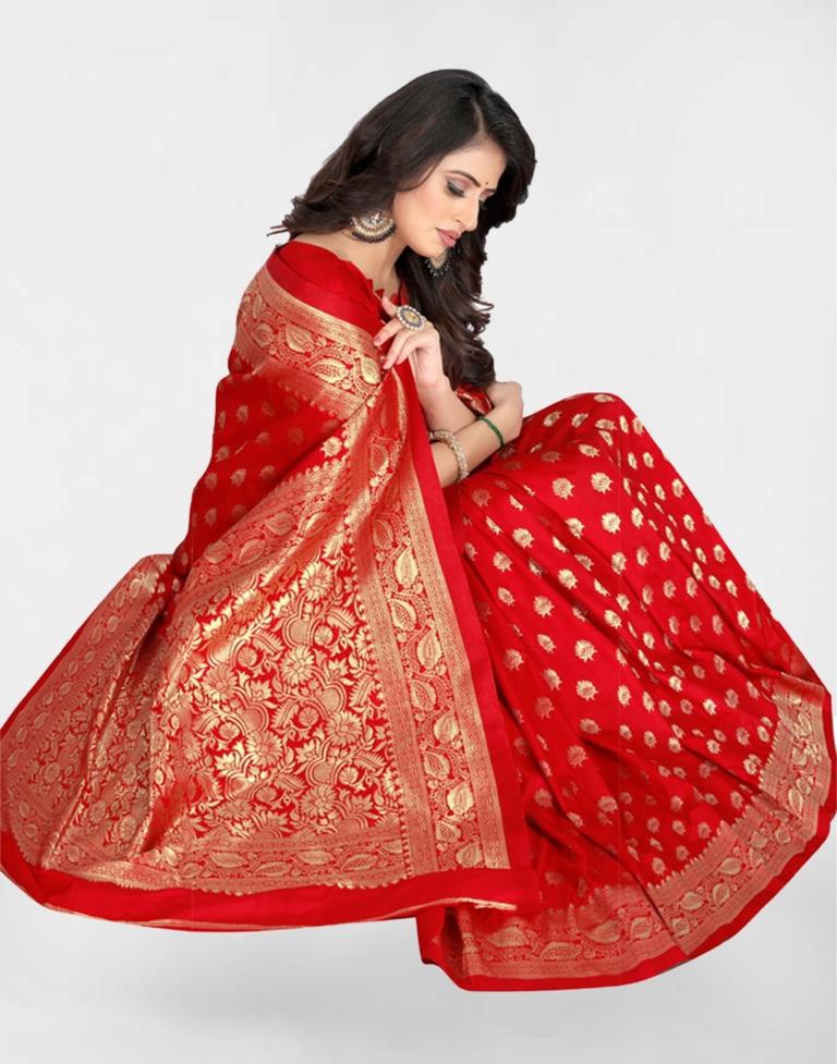 Red Jacquard Banarasi Silk Saree