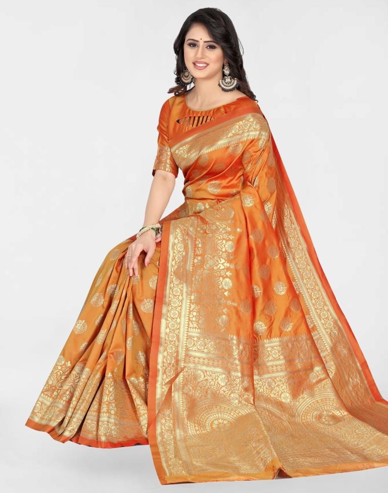 B1G1 Mustard Jacquard Banarasi Silk Saree