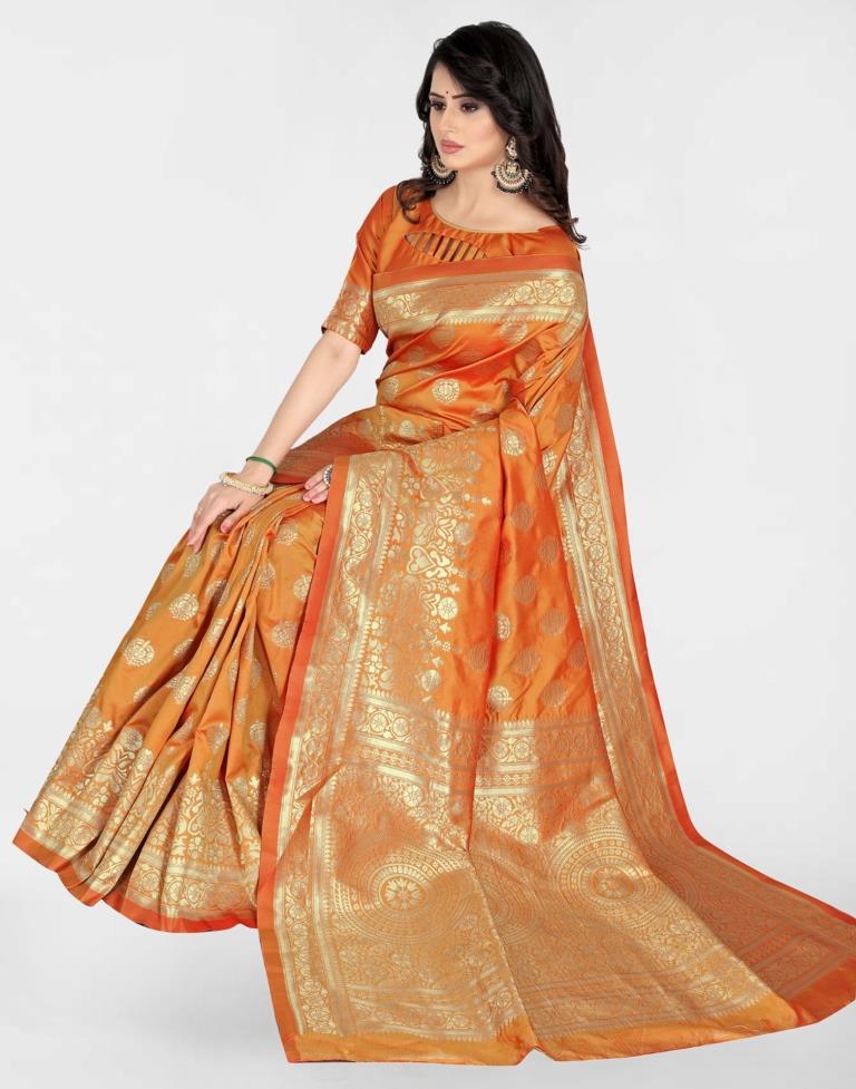 B1G1 Mustard Jacquard Banarasi Silk Saree