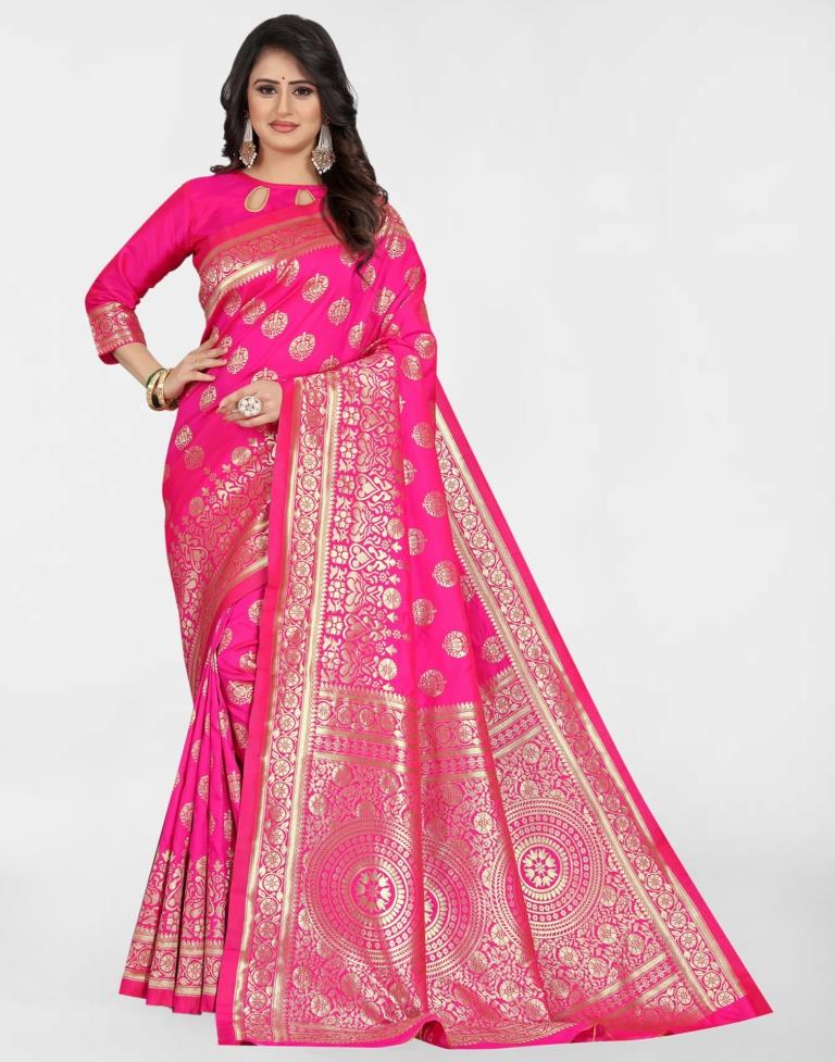 Pink Banarasi Silk Saree