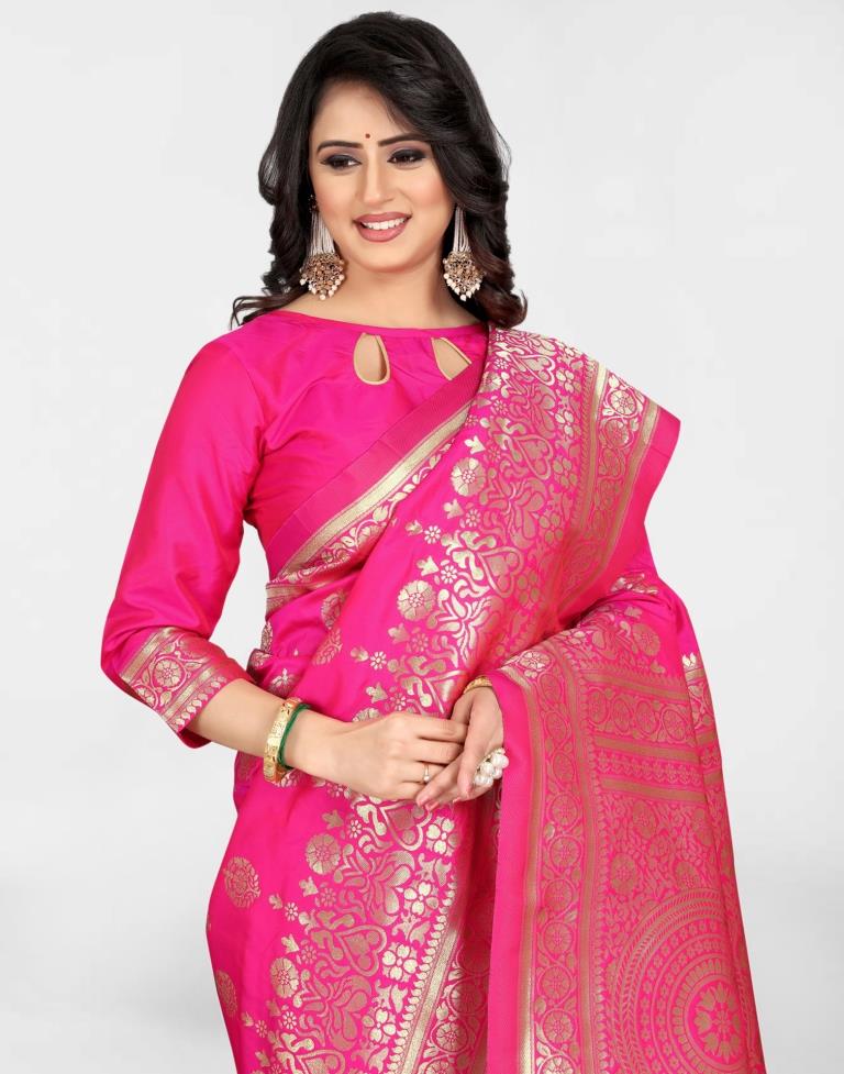 Pink Banarasi Silk Saree