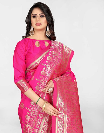 Pink Banarasi Silk Saree