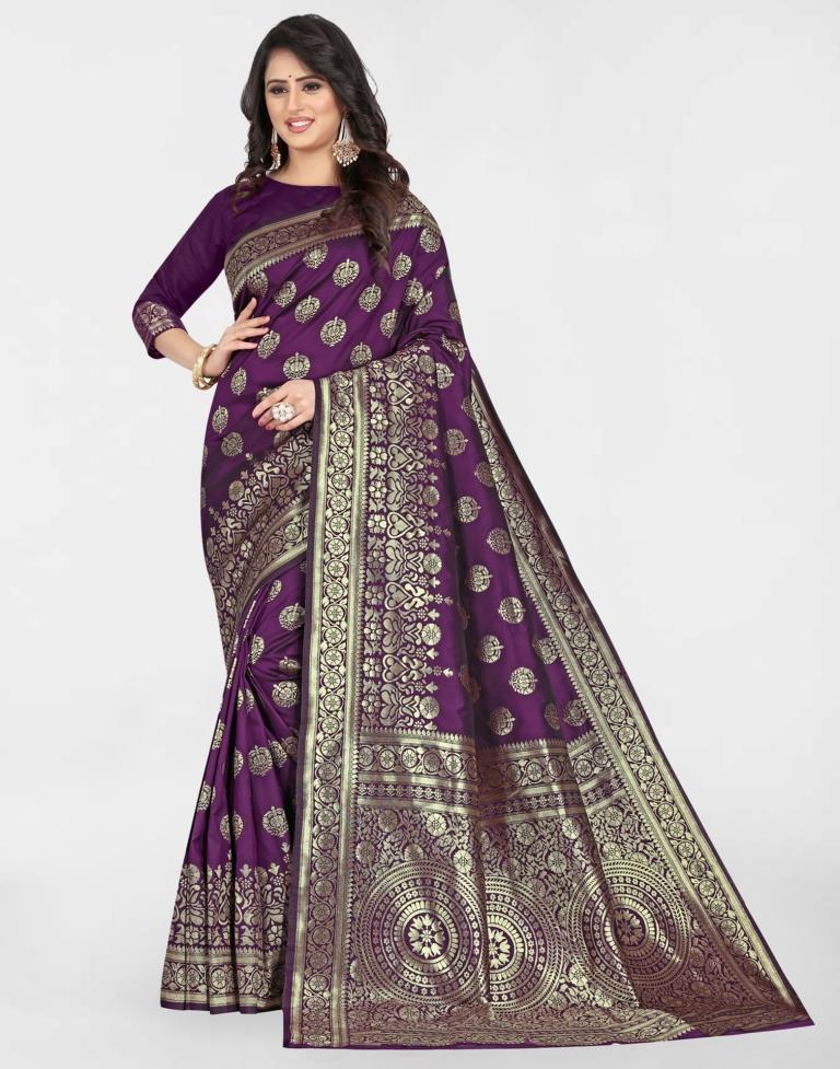 Purple Jacquard Banarasi Silk Saree