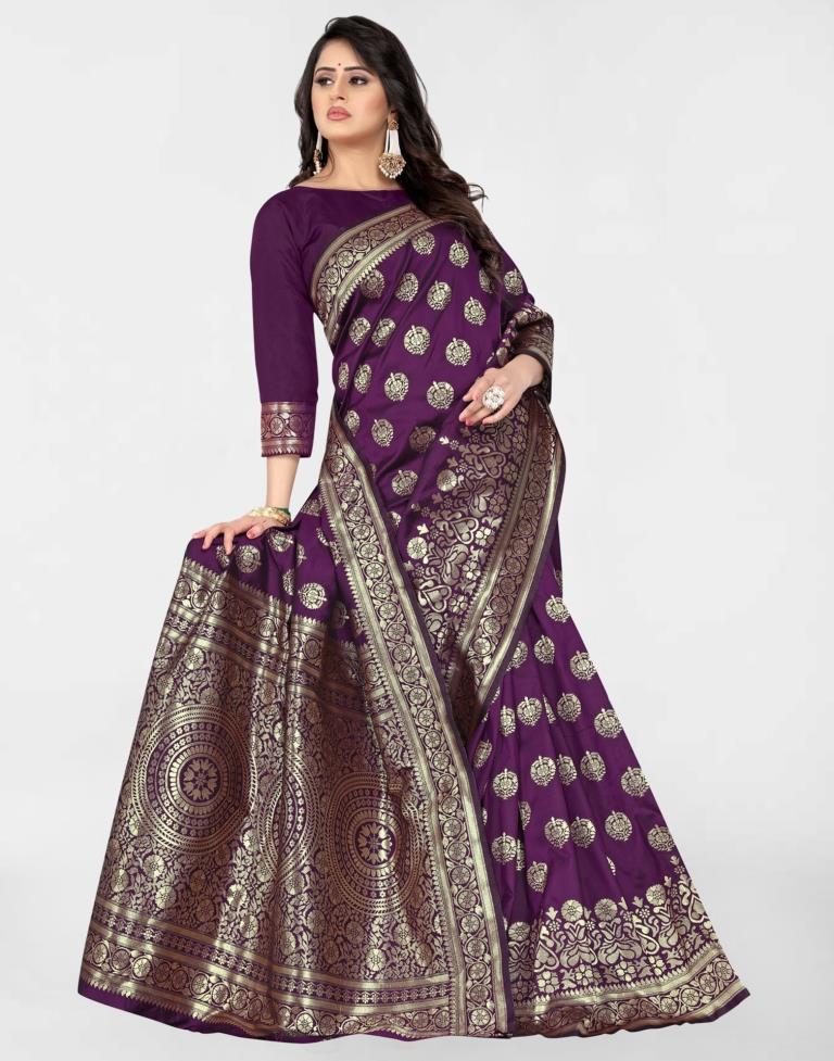 Purple Jacquard Banarasi Silk Saree