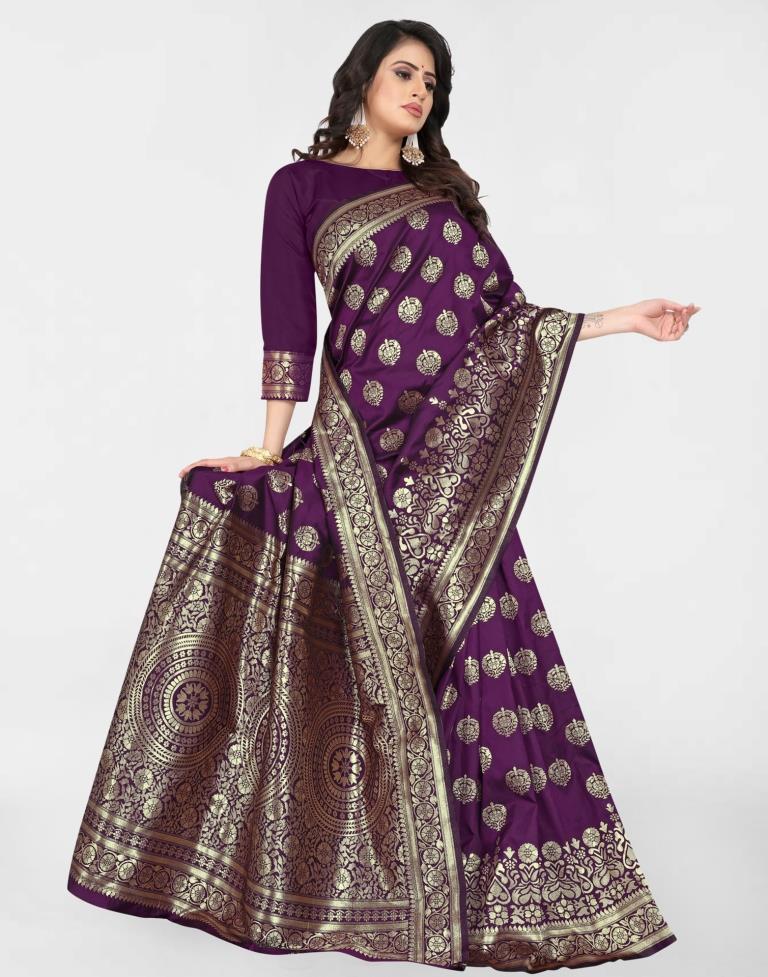 Purple Jacquard Banarasi Silk Saree