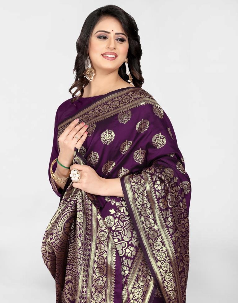 Purple Jacquard Banarasi Silk Saree