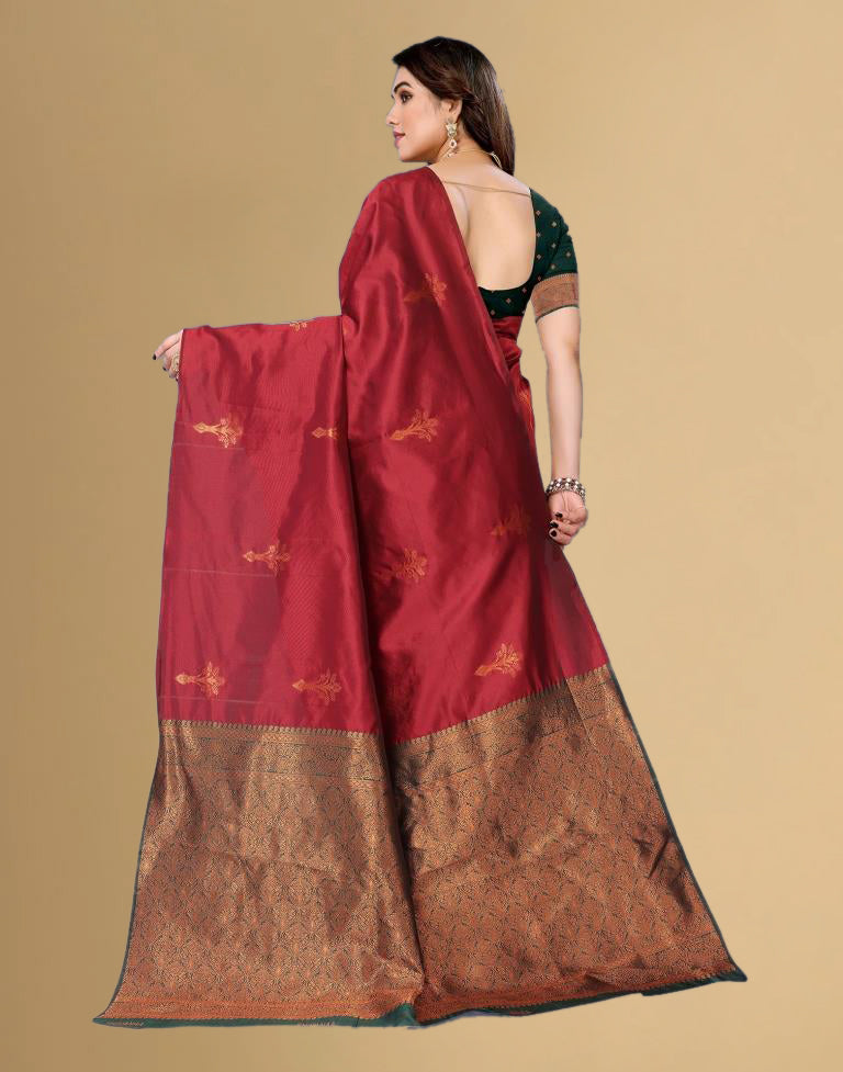 Maroon Jacquard Banarasi Silk Saree