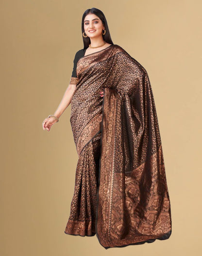 B1G1 Black Jacquard Banarasi Silk Saree