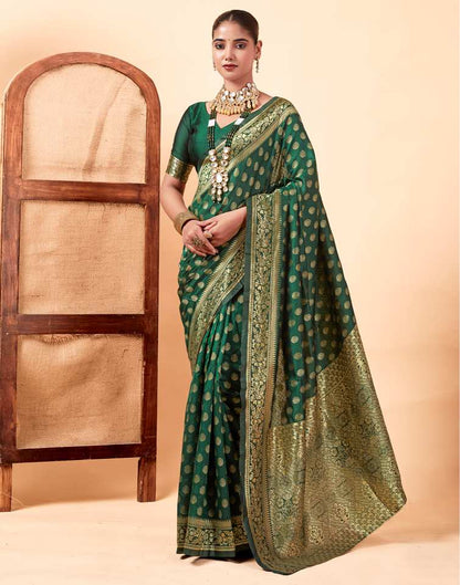 Dark Green Banarasi Silk Saree