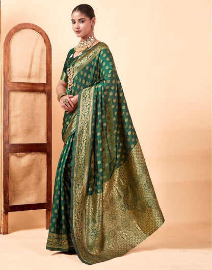 Dark Green Banarasi Silk Saree