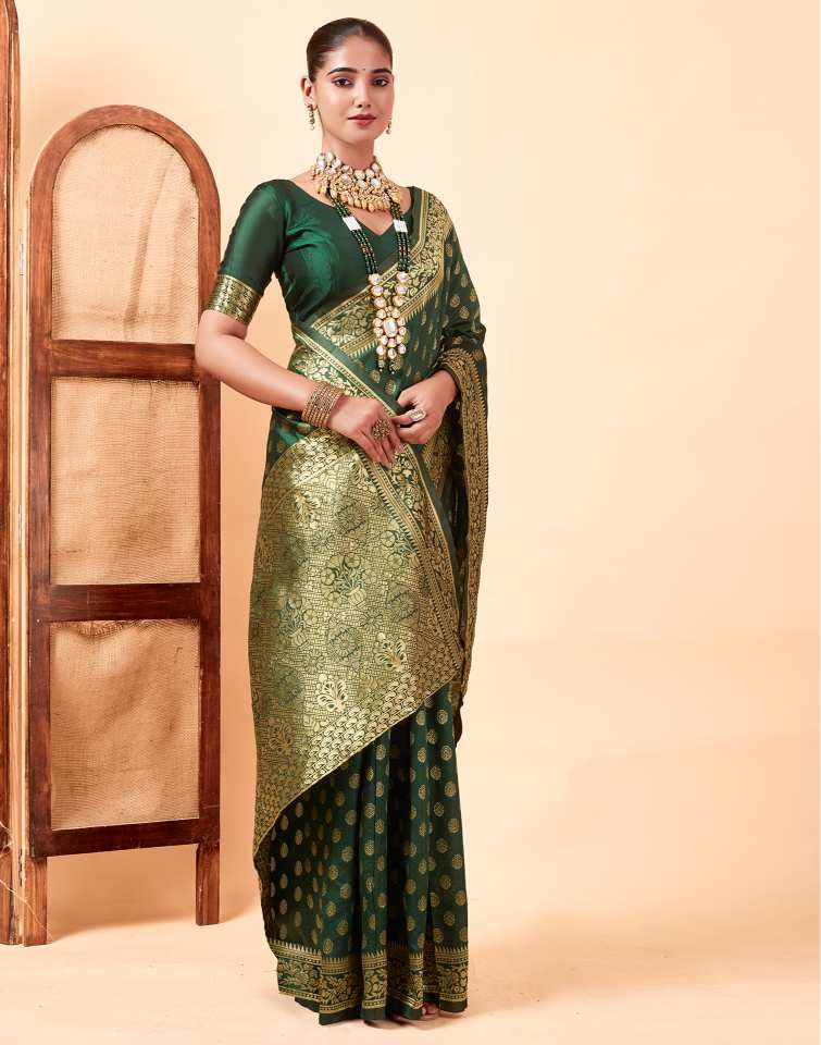 Dark Green Banarasi Silk Saree