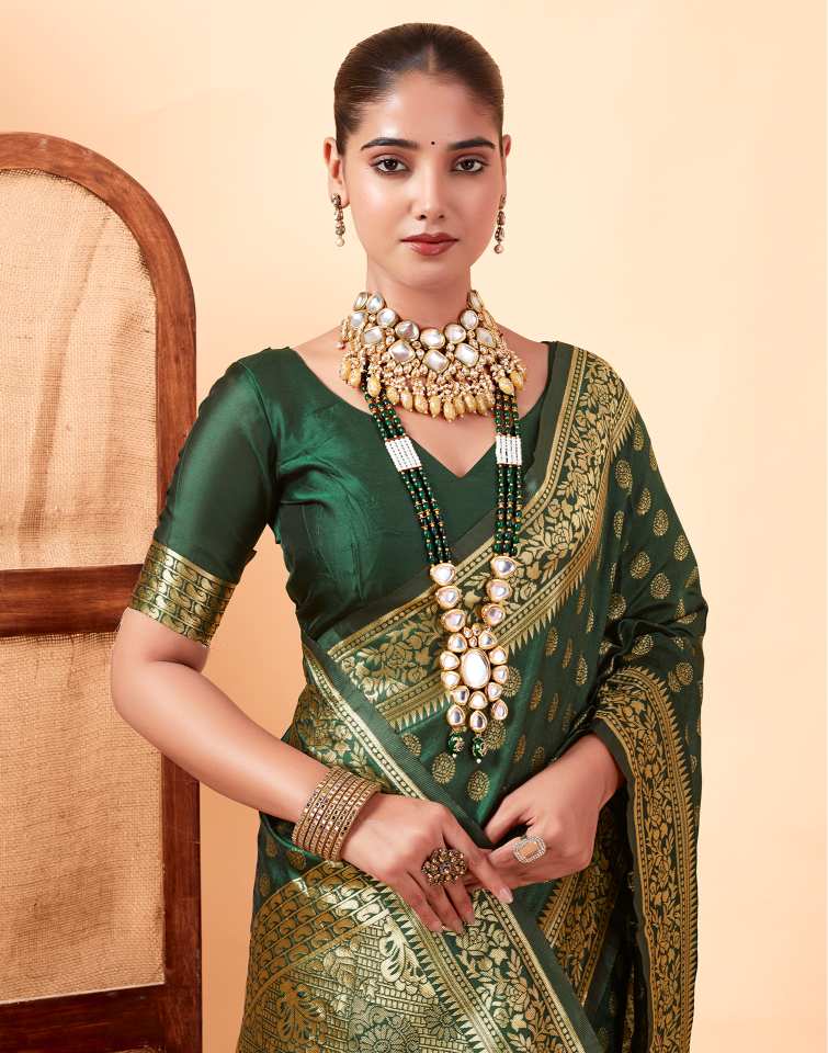 Dark Green Banarasi Silk Saree