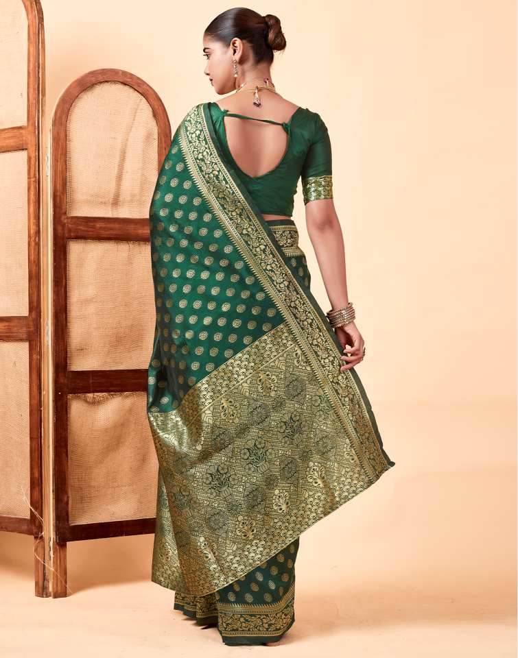 Dark Green Banarasi Silk Saree