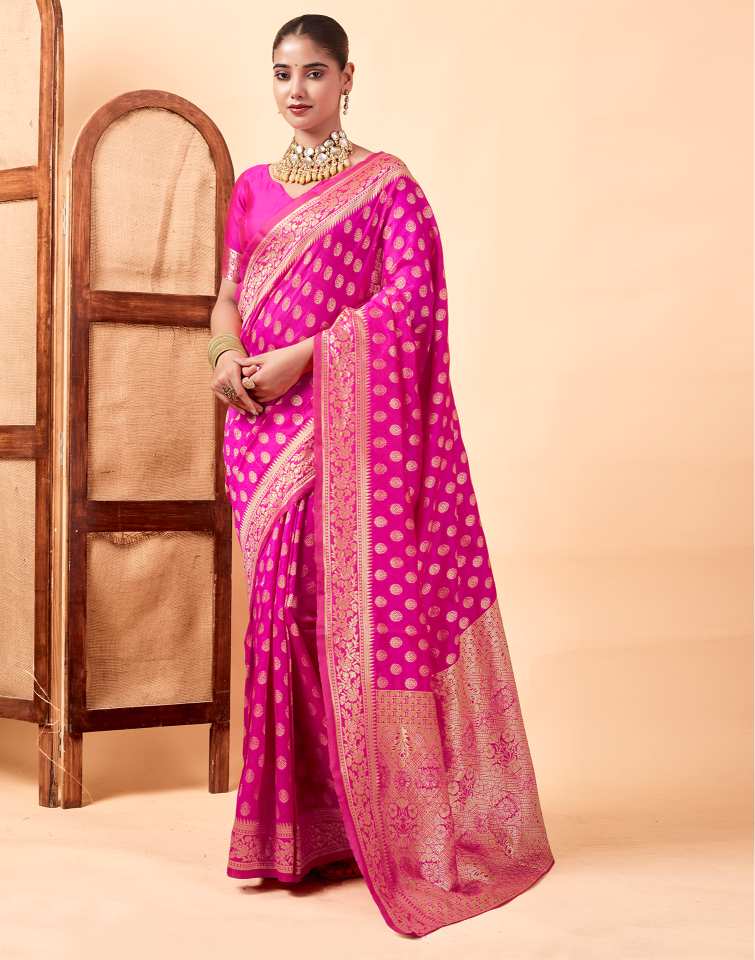 Rani Pink Banarasi sILK Saree