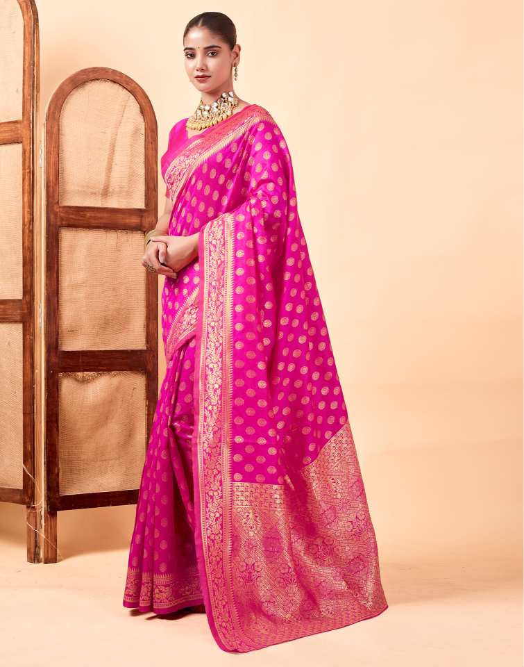 Rani Pink Banarasi sILK Saree