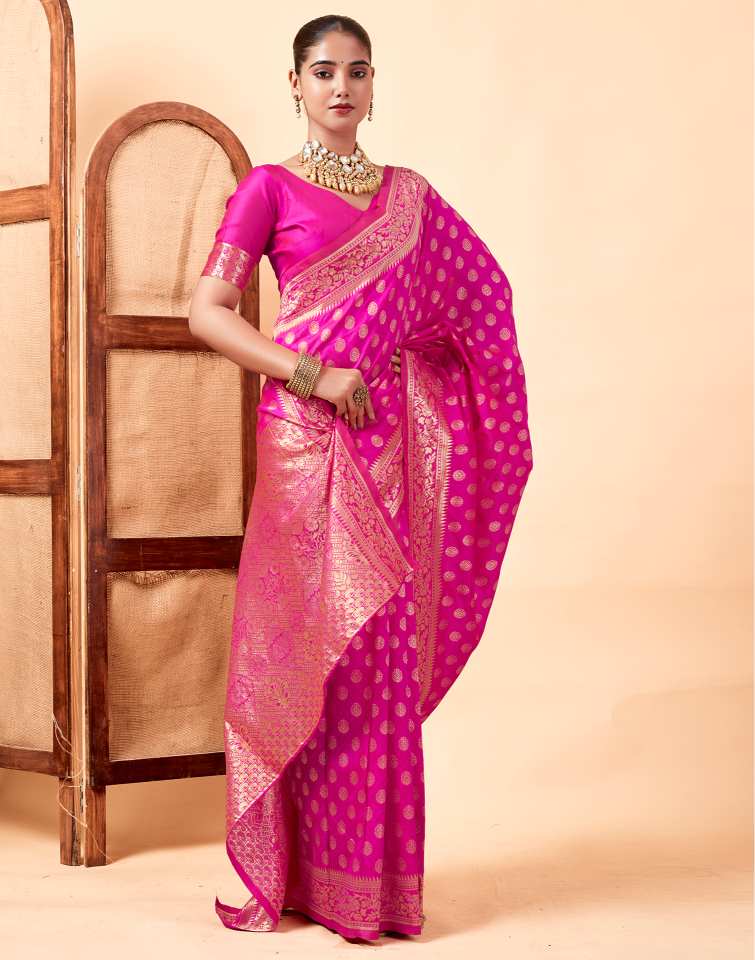 Rani Pink Banarasi sILK Saree