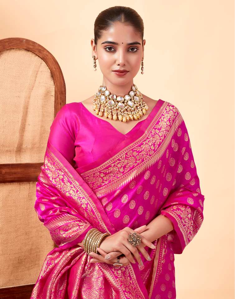 Rani Pink Banarasi sILK Saree