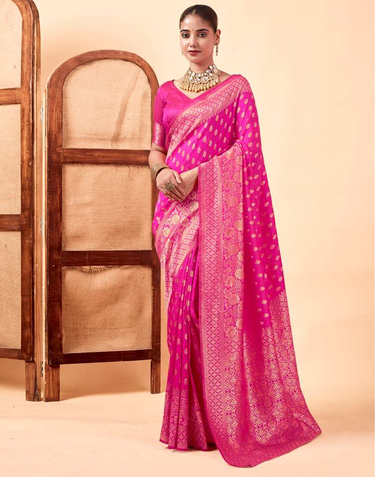 Pink Banarasi Silk Saree