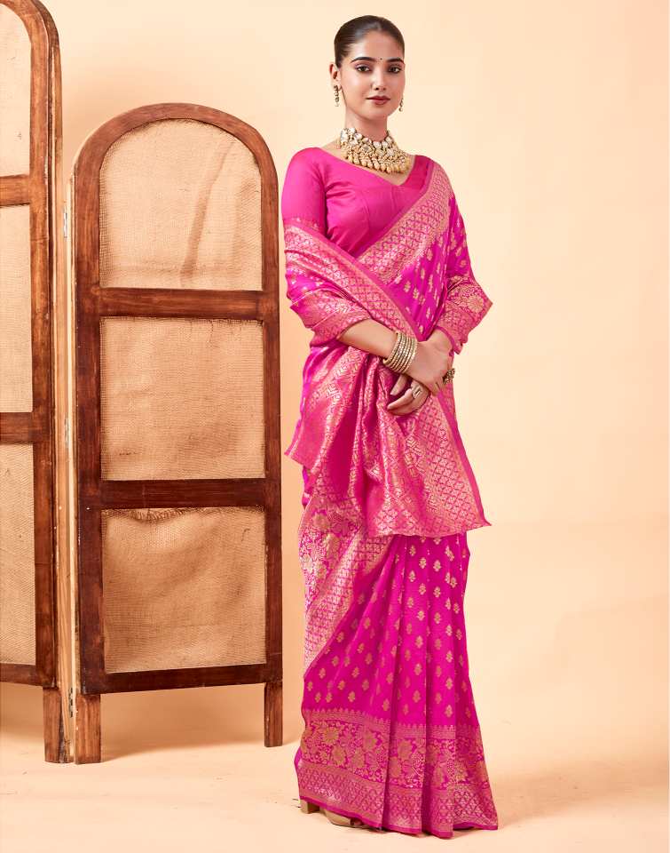 Pink Banarasi Silk Saree