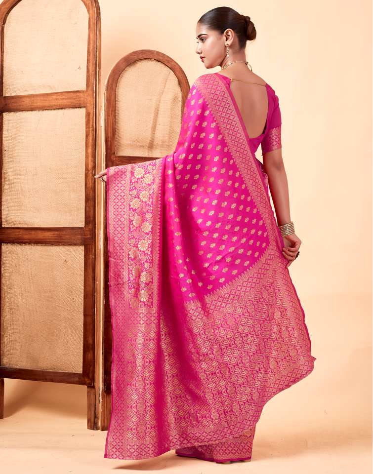 Pink Banarasi Silk Saree